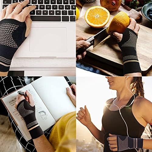 Copper Wrist Compression Sleeves(2PCS), Elastic Wrist Support Sleeve Wrist Brace for Tendonitis, Arthritis, Sprains Pain Relief, Breathable Carpal Tunnel Hand Brace for Sport, Fitness, Workout, Typing - Image 7