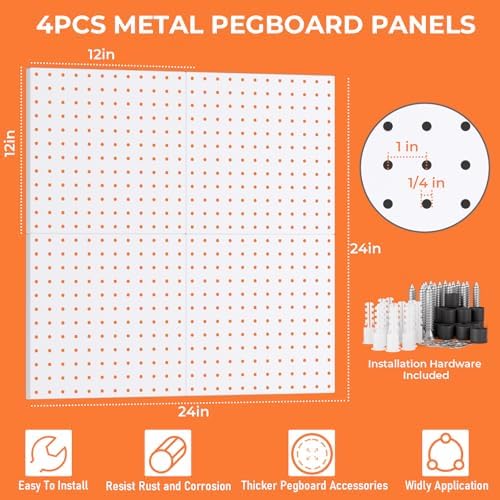 INCLY 70PCS Metal Peg Board Kit with 1/4" Pegboard Accessories - Image 2