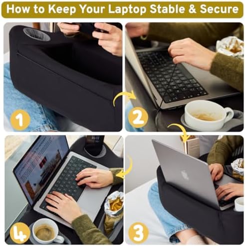 Oversized Lap Desk Pillow – 27in Foam Couch Desk with Cup Holder & Storage - Image 5