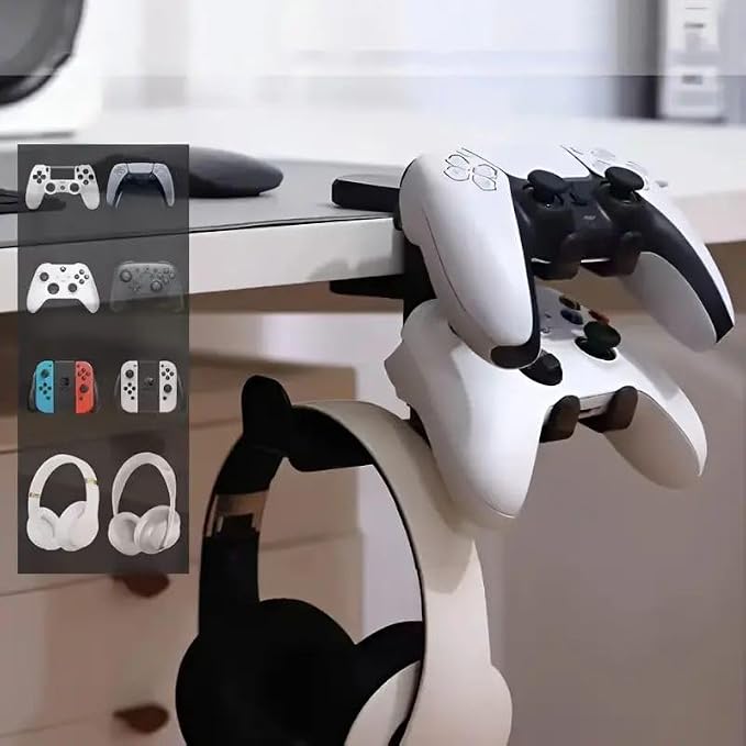 Foldable Headphone Stand and Hook – Aluminum Headset Holder Clamp Mount Under Desk, Universal Fit for Gaming Headphones, Space-Saving Hanger Organizer - Image 8
