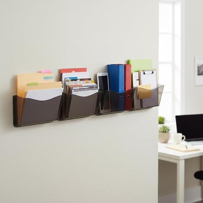 Azar Displays 250025-SMK Clear Plastic Wall Mount File Holder with Hanging Hardware, Smoke Colored, 4-Pack - Image 7