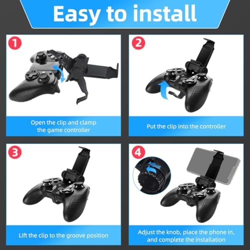 Gadpiparty Game Controller Phone Clip Adjustable Controller Phone Mount for Smart Gaming Secure Clamp Bracket Holder Ergonomic Gamepad Cradle 1 Pack - Image 4