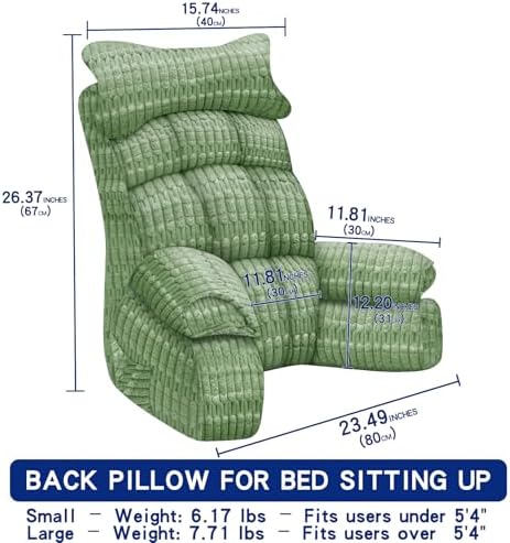 YDCEULARDOH Reading Pillow for Bed Adult – Large Bed Pillow with Arms, Supportive Back Pillow for Sitting Up in Bed for Reading, Watching TV, or Gaming - Image 6