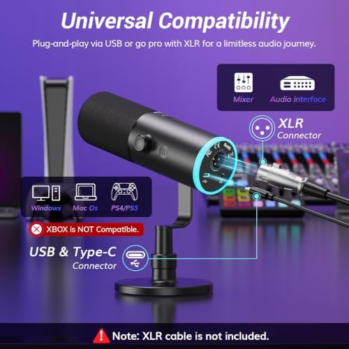 TONOR Dynamic Gaming Microphone XLR/USB Mic with AI Noise Cancellation - Image 7