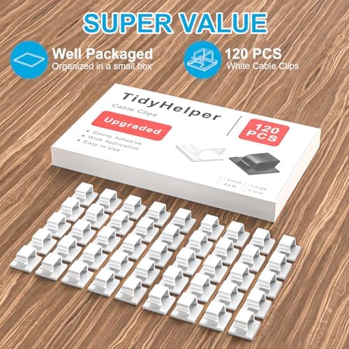 120 PCS Cable Clips White, Upgraded Adhesive Wire Clips for Wall, Strong Cord Clips Holders Wire Organizer for Cable Management, Christmas Lights, USB, Phone Charger, Cat 6, Car Dash Cam - Image 2