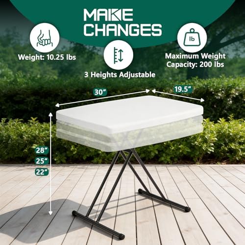 Folding Table 30 Inch - Small Desk Adjustable Height TV Tray for Laptop, Couch, Camping - Heavy Duty Utility Foldable Table for Small Spaces, No Assembly Required,Plastic White Granite - Image 5