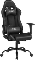 Gaming Chair Office Chair Desk Chair with Lumbar Support Headrest Armrest Task Rolling Swivel Ergonomic E-Sports Adjustable PC Gamer Chair Black by BestOffice