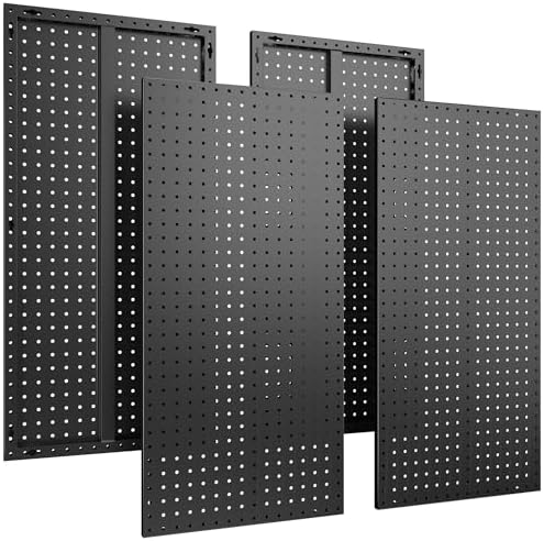 4 Pcs Metal Pegboard Panels 16x33in, Black Peg board Wall Organizer by Amoowis