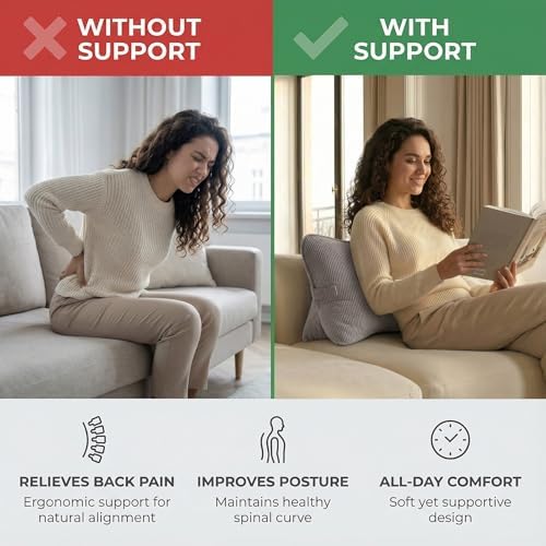 Pat. Pend. Corduroy Lumbar Support Pillow for Watching TV, Reading & Gaming, Triangle Cushion for Sofa, Armchair, Couch or Bed, Removable Washable Cover, Light Gray - Image 2