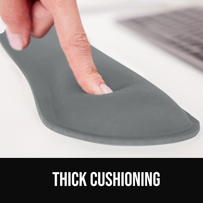 GORILLA GRIP Silky Gel Memory Foam Wrist Rest for Computer Keyboard, Mouse, Ergonomic Design for Typing Pain Relief, Desk Pads Support Hand and Arm, Mousepad Rests, Stain Resistant, 2 Piece Pad, Gray - Image 3