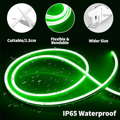 iNextStation Green LED Light Strip 16.4FT LED Rope Lights (with DC12V Plug) - Image 2