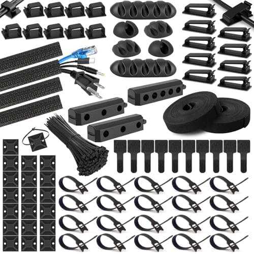 285 PCS Cable Management Kit - for Computer TV Under Desk - Black by Unknown