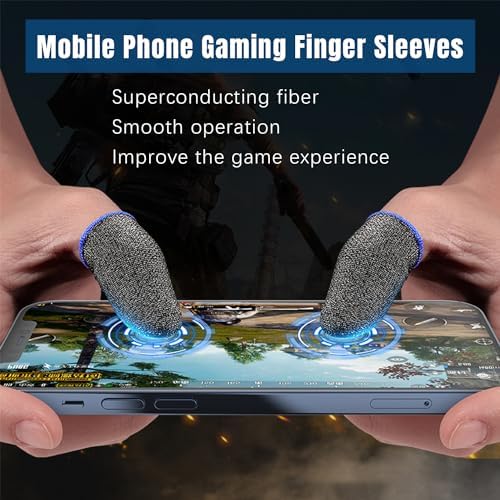 6 Pack Finger Sleeves for Gaming Compatible with All Touchscreen Devices Smooth Feel Anti-Sweat Extremely Thin Blue Edge - Image 2