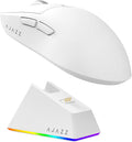 AJAZZ AJ139 V2 MC Wireless Gaming Mouse with RGB Charging Dock, 66g Ultra-Lightweight Tri-Mode Optical Mouse, 12000 DPI PAW3311 Sensor, Ergonomic Rechargeable Gaming Mouse for PC/Mac - White by AJAZZ