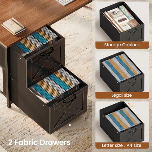 SEDETA Farmhouse Reversible L Shaped Coner Gaming Desk with Drawers, Hutch - Image 6