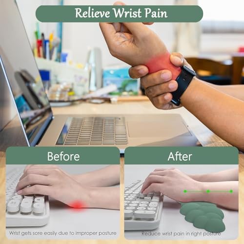 Cloud Mouse Pad Keyboard Wrist Rest for Mouse 4PCS Extended Large Desk Mat Pad Set Memory Foam Non-Slip Cute Ergonomic Gaming Mouse Wrist Support for Computer Home Office Mountain Forest Green - Image 5