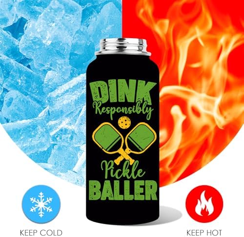Pickleball Water Bottle 32oz | Insulated Stainless Steel Travel Tumbler with Lid Leak-Proof Keep Hot or Cold, BPA-Free |Dink Responsibly Gifts for Pickleball Lovers - Image 6