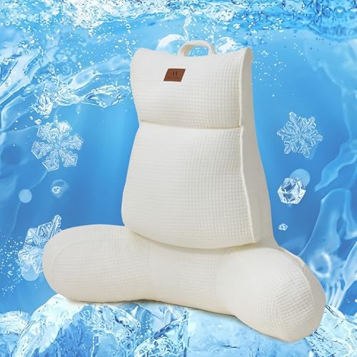 Adjustable Firmness Waffle Back Support Cooling Reading Pillow, Ivory, 29" by Am%C3%A9lieHome