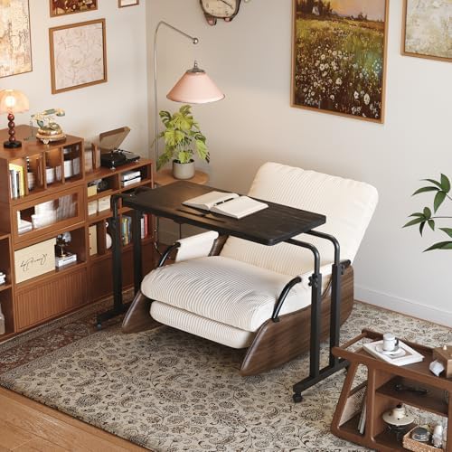 Overbed Table with Wheels, Height Adjustable Hospital Bed Table with Tablet Slot and Edge Stopper, Rolling Over Bed Desk for Recliner, Sofa, Single Bed, Laptop and Meals, Black - Image 5