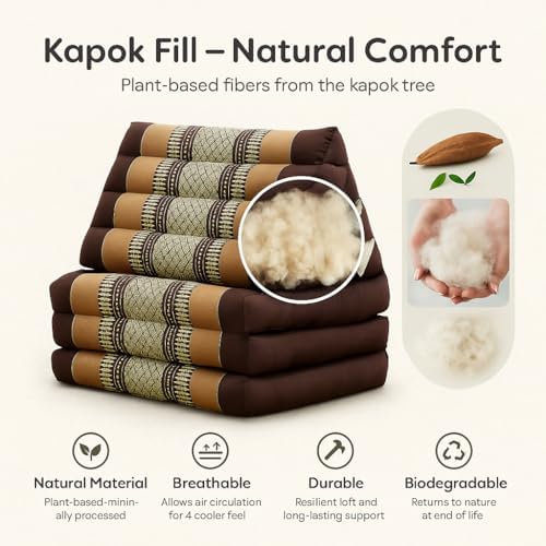 Leewadee Thai Foldable Floor Mat 67 x 21 inches Kapok with Backrest - Image 4