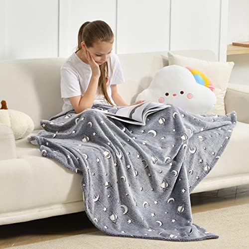 SOCHOW Glow in The Dark Galaxy Stars Throw Blanket 60 x 80 Inches, Grey - Image 6