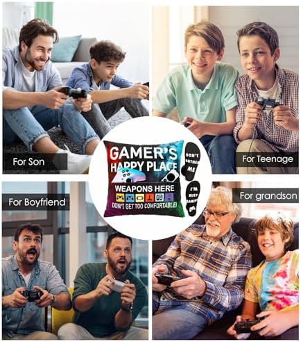 OCCdesign Gamer Gifts for Teenage Boys Men, Gaming Room Decoration, Gamer Pillow Cover and Game Socks Gifts Set, Christmas Stocking Stuffers Ideas for Teens Boys Girls Men Father Boyfriends 18" x 18" - Image 6