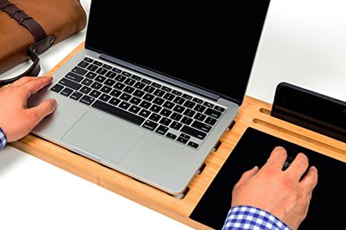 BOOKAHOLIC Lap Desk| Enhanced Organic Bamboo Lap Tray with Vent Holes & Built-in Fabric Covered Mouse Pad for 11",13",15" Laptops| Computer,Tablet, Phone Stand - Image 7