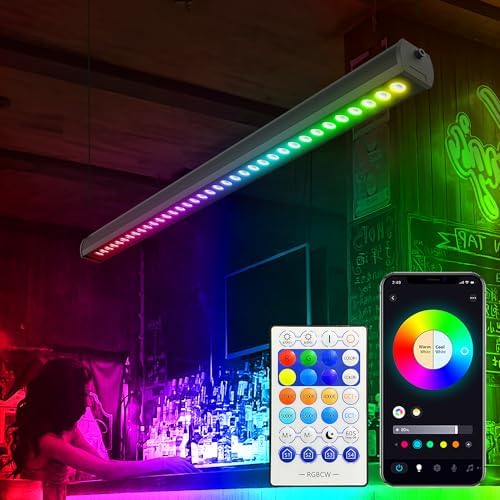 Smart LED Linear Wall Washer Light, 40 Inch Bluetooth Multi-Mount Pendant Light Versatility Hanging Fixtures, RGBCW 180W Dimmable Chandelier for Wall Washing, Adjustable Heigh by Umidkin