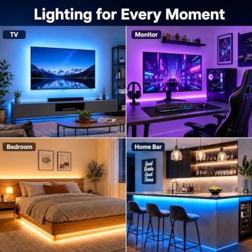 MORIACC LED Lights for TV, 16.4ft TV LED Backlight for 45-75 Inch TVs, Strip Lights with Music Sync, Bluetooth APP and Remote Control, USB Powered for Bedroom Gaming Home Decor - Image 6