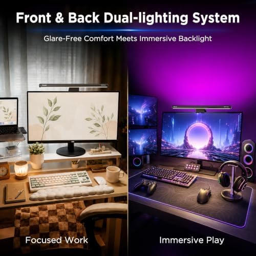 Quntis Monitor Light Bar 15.7 Inch, Eye Care Dual Light with 24 RGB Modes - Image 2