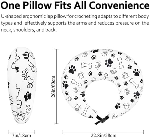 Ergonomic U-Shaped Gaming & Lap Pillow for Crocheting - Cute Dog Paws Crochet Pillow with Elbow & Arm Support, Lap Desk Pillows for Reading, Playing or Crocheting, Suitable for Adults - White - Image 2