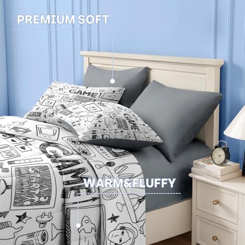 Nesker Queen Comforter Set for Boys, 7 Pieces Gaming Bedding for Kids - Image 6