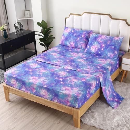 SDIII 4PCS Colorful Galaxy Sheets Set Full Soft Microfiber Space Sheets Full Dreamy Galaxy Bedding Sheet Set for Girls Boys Kids Teens All Season - Image 5