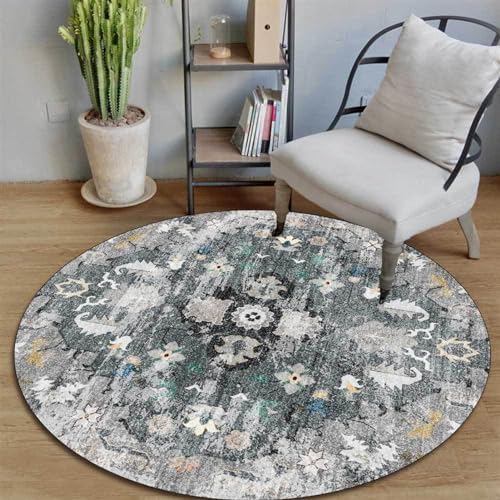 Office Chair Mat for Hardwood Floor, Vintage Computer Gaming Rolling Low Pile Carpet Floor Chair Mat, Anti-Slip Backing Round Desk Rug Floor Mat for Home - Image 2