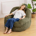 Giant Bean Bag Chair for Adults, Oversized Floor Lounge Chair with Armrests | Olive Green, soft corduroy and resilient foam for living rooms, bedrooms, reading nooks, gaming rooms, movie nights, and pets by SnugSofeeFoamSofa