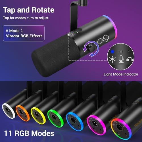 TONOR Dynamic Gaming Microphone XLR/USB Mic with AI Noise Cancellation - Image 4