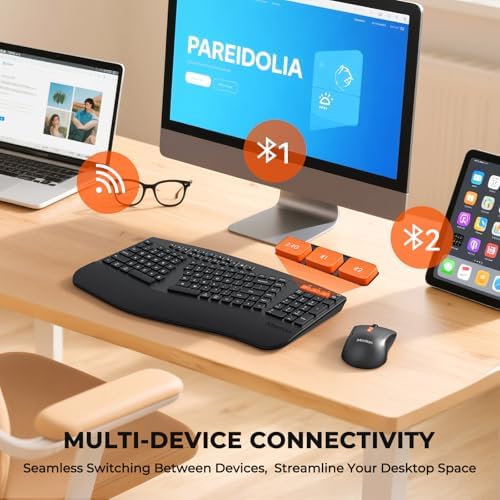 MEETION Ergonomic Split Keyboard and Mouse Combo, Bluetooth Wireless - Image 4