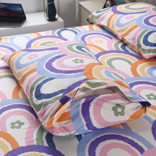 SDIII 4 Pieces Rainbow Sheets Full Set, Soft Microfiber Rainbow Bed Sheets Full Size, Colorful Bedding Sheet for Girls Boys Kids and Teens All Season - Image 6
