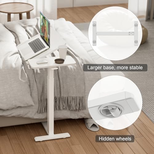 Ywin Medical Overbed Table with Wheels, Lift 27-43in, White - Image 6