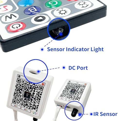 FONEWE 44 Key RGB LED Strip Lights IR Remote Control, Remote Receiver RGB LED Light Strip, 24V Power Adapter for LED Lights - Image 3