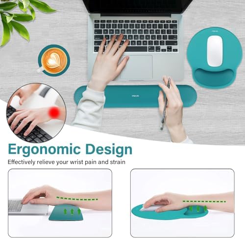 MOSISO Wrist Rest Support for Mouse Pad&Keyboard Set, Teal Green - Image 3