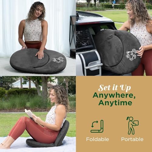 Adjustable Japanese Floor Chair with Back Support for Adults | Premium Meditation Chair for Seating, Yoga & Gaming -Folding Backjack Floor Chair with 6 Recline Positions, Thick Padding & Vegan Leather - Image 4