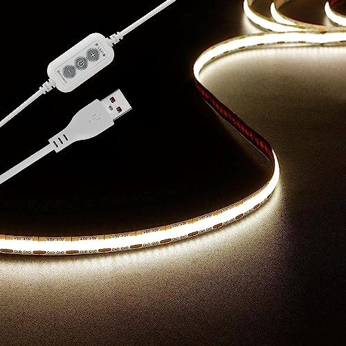 4.9ft LED Strip Lights Dimmable, 5V Daylight Plug in Sticky Rope Lighting by dephen