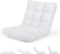 Floor Chair with Back Support, 14-Position Lazy Sofa Chair with Soft Coral Fleece, Folding Floor Gaming Chair, Couch Recliner, Floor Seat for Reading, Meditating, Yoga, Gaming (White) by BUYNOW
