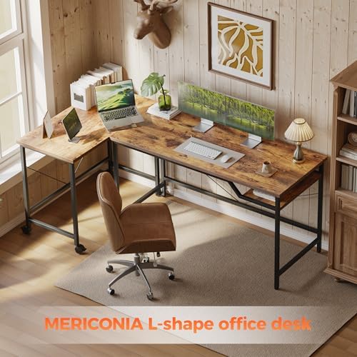 Mericonia 48 Inch Computer Desk & 32 Inch Small Rolling Desk, 2pcs - Image 4