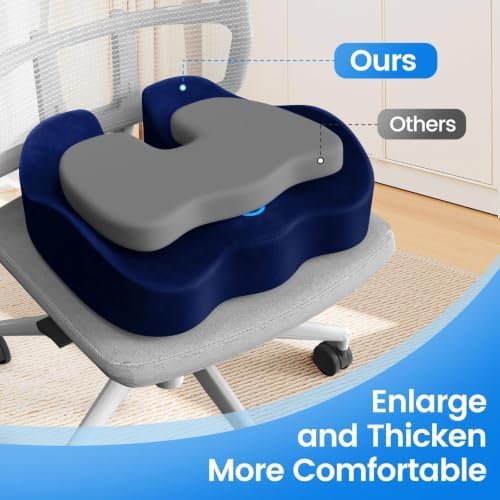Seat Cushion, Non-Slip Memory Foam Chair Cushion for Taibone, Blue/Large | Chair Pillow with Handles for Car Office Chair, Tailbone/Sciatica Easing& Post-Surgery Recovery Chair Cushion - Image 6