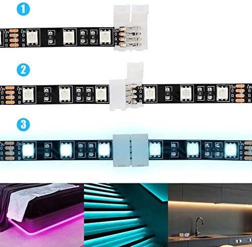 10Packs 4-Pin RGB LED Light Strip Connectors 10mm Unwired Gapless Solderless Adapter Terminal Extension - Image 2