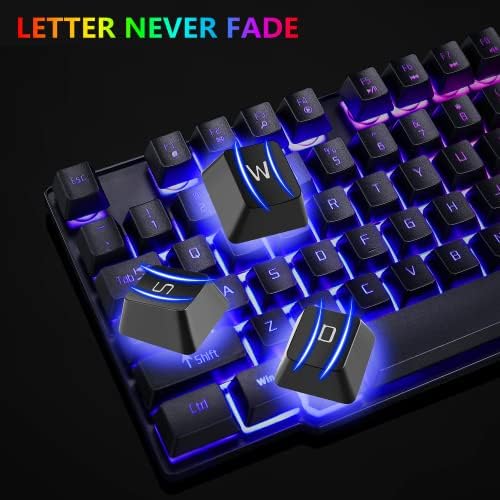 RGB Gaming Keyboard and Colorful Mouse Combo,USB Wired LED Backlight,Letter Glow,Mechanical Feeling for Laptop PC Computer Game and Work - Image 4