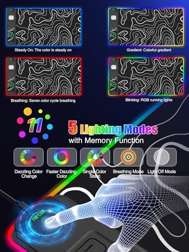 Mouse Pad with Foldable Phone Holder & Wireless Charger, XXL RGB Gaming Mousepad 31.5"x15.8" Large Desk Mat for Keyboard, Black Desk Pad with Dual Qi Charging Station | 11 Colors 5 Modes | Waterproof - Image 5