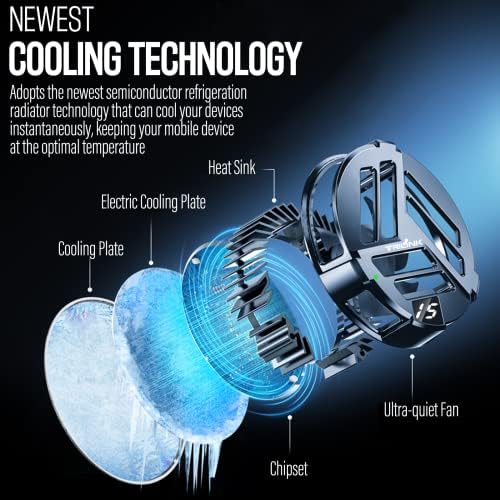 TRILINK Magnetic Phone Cooler with Wireless Charging, Phone Cooling Fan for iPhone/Android/iPad/Tablet - Phone Radiator for Gaming, Compatible with iPhone 12/13 MagSafe -RGB LEDs - Universal Clamp - Image 2
